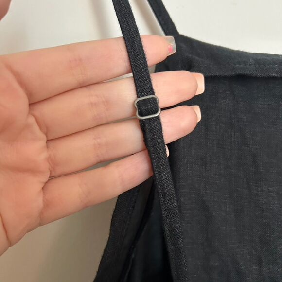 Madewell 100% Linen Black Midi Dress Size 12 - Picture 7 of 10